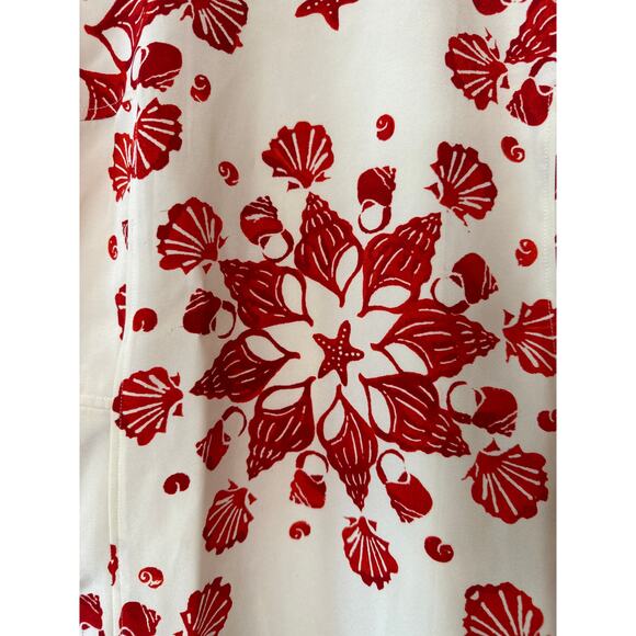 Samantha Sung Red & Ivory 100% Silk Printed Midi Dress with 3/4 Sleeves Size 2 - Picture 11 of 11